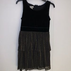 Pippa and Julie Black Velvet and Gold Sparkle Dress Girls Size 14